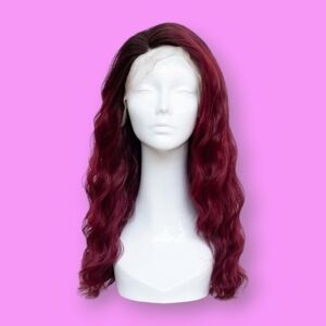 Uniwigs Cherry Cola Red Wine Wavy Synthetic Lace Front Wig